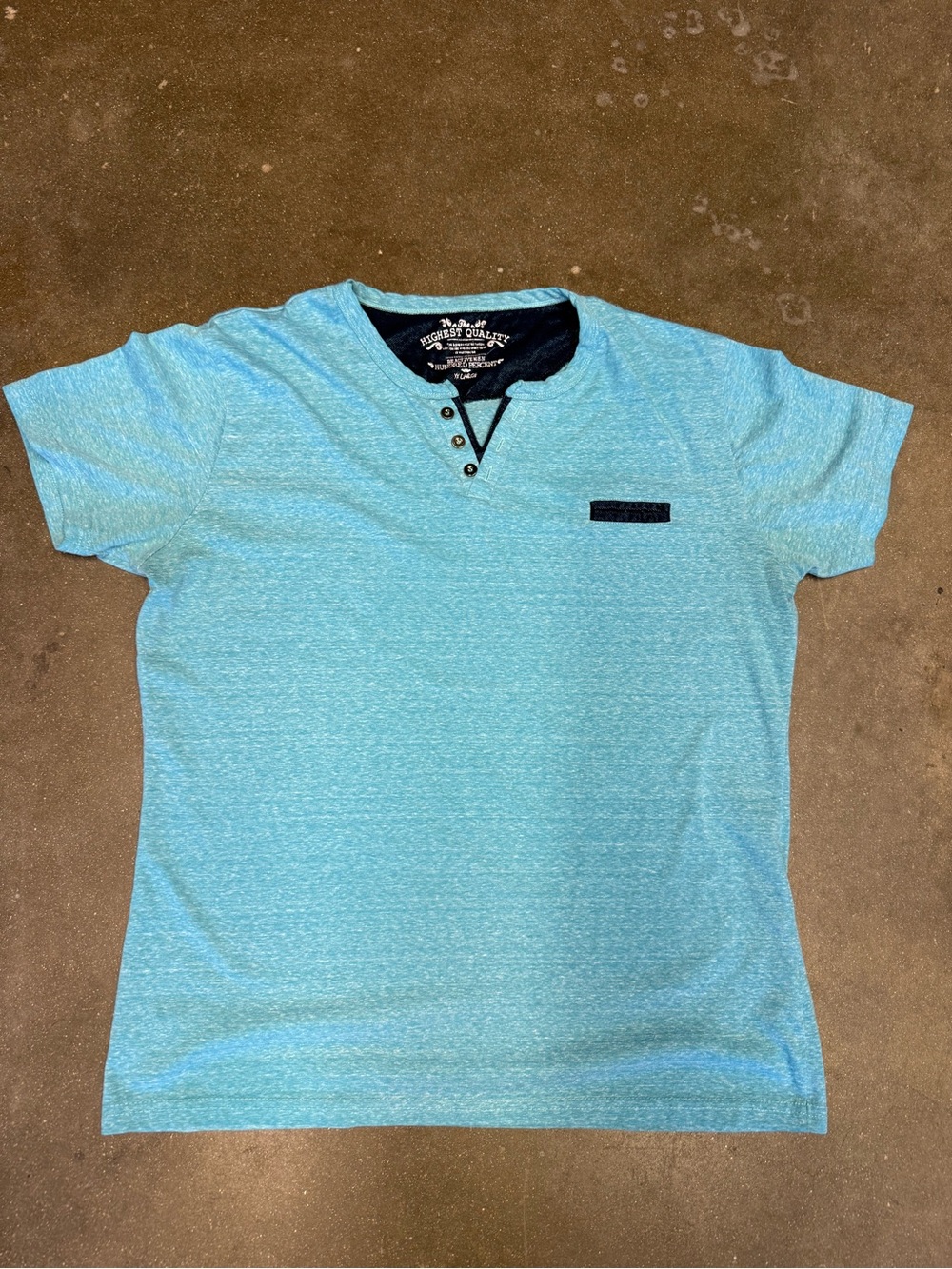 Light Blue Henley-Style Short Sleeve Tee